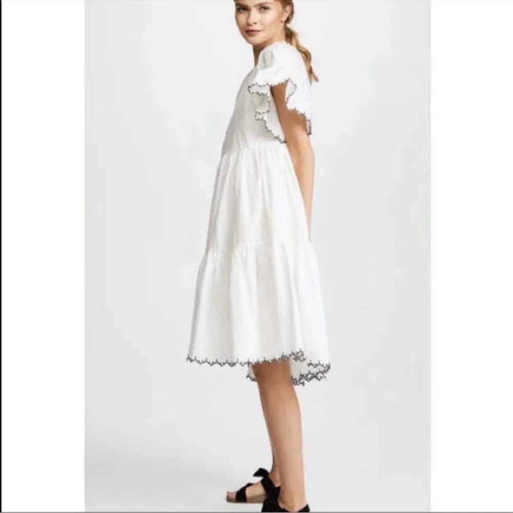 Ulla Johnson Dress Size 8 Rosemarie White Embroidered - Picture 4 of 6